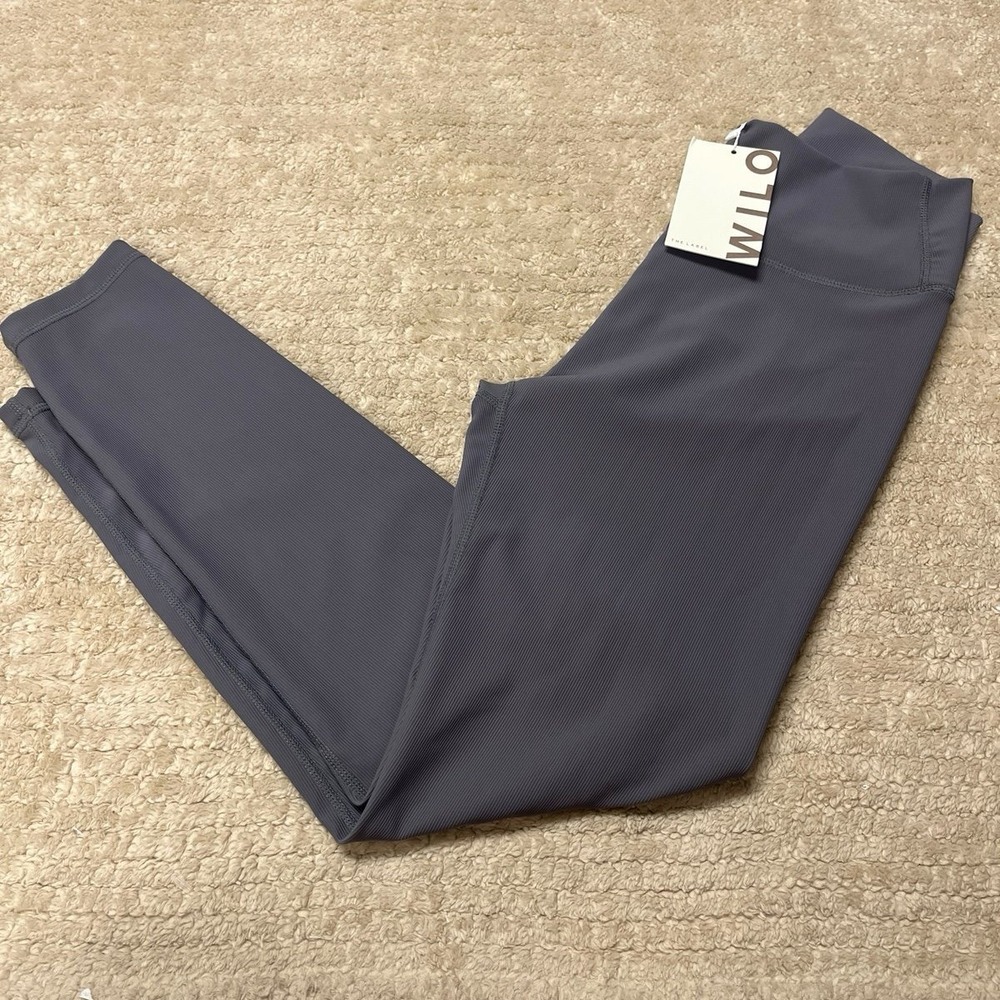NWT Wilo the Label Outline Ribbed Workout Leggings size medium color charcoal